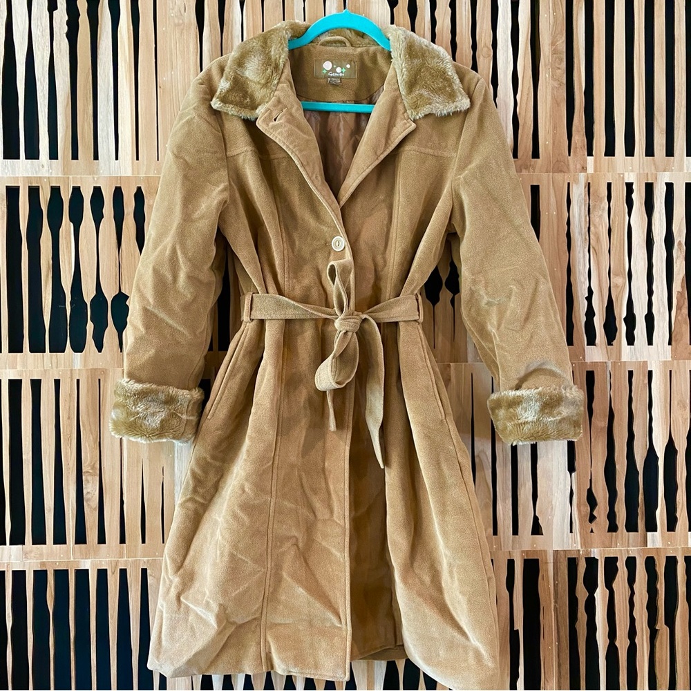 Faux Fur Trimmed/Polyester Coat